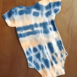 Gerber cotton tie-dye onesie handmade 6-9 months blue & peach